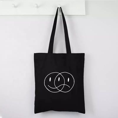 Accepable OEM/ODM Customised Letter Pattern Canvas Fabric Tote Bag for Grocery Shopping