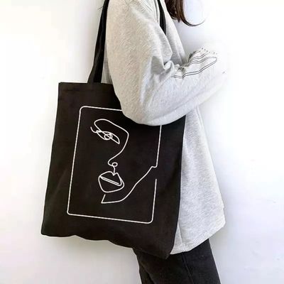 Accepable OEM/ODM Customised Letter Pattern Canvas Fabric Tote Bag for Grocery Shopping