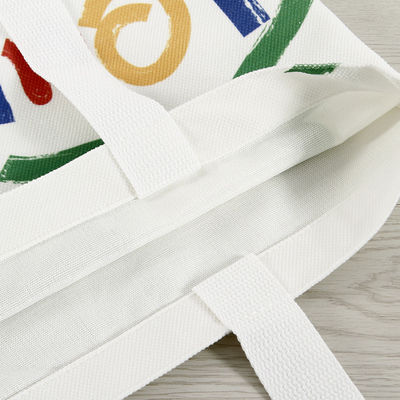 Custom Silk Screen Printed Cotton Canvas Shopping Tote Bag with Logo and Letter Pattern
