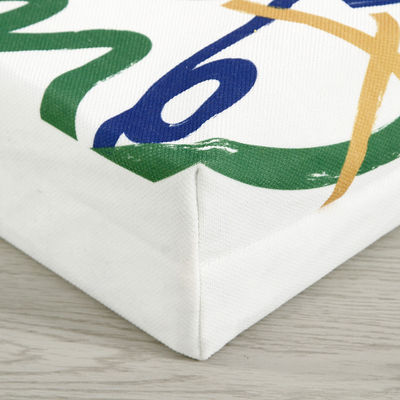 Custom Silk Screen Printed Cotton Canvas Shopping Tote Bag with Logo and Letter Pattern