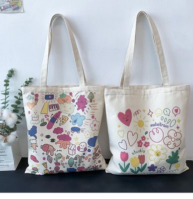 Cartoon Print Canvas Tote Bag for Daily School Life Eco Friendly and Customized Color