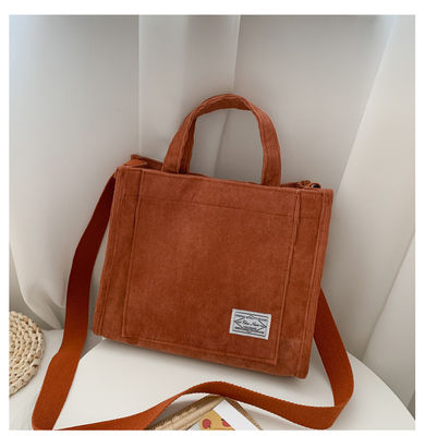 Fashion Crossbody Corduroy Tote Bag With Adjustable Strap with Customized Logo