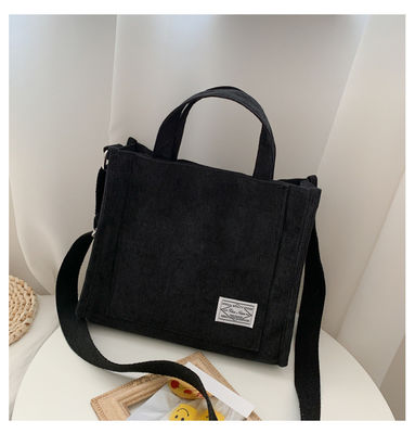 Fashion Crossbody Corduroy Tote Bag With Adjustable Strap with Customized Logo