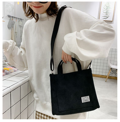Fashion Crossbody Corduroy Tote Bag With Adjustable Strap with Customized Logo