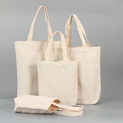 Customized Logo Accepted Eco Friendly Heavy Duty Canvas Shopping Tote Bag with Pocket