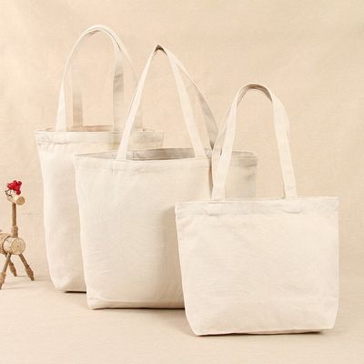 Customized Logo Accepted Eco Friendly Heavy Duty Canvas Shopping Tote Bag with Pocket