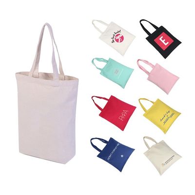 Customized Logo Accepted Eco Friendly Heavy Duty Canvas Shopping Tote Bag with Pocket