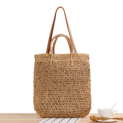 Gender Women's Summer Shoulder Bag Hollow Out Straw Handmade Rope Woven Tote