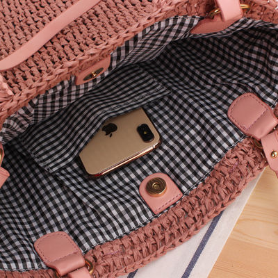 Gender Women's Summer Shoulder Bag Hollow Out Straw Handmade Rope Woven Tote