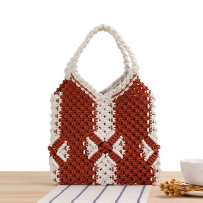 Polyester Lining Summer Straw Beach Bag for Women Handmade Woven Bohemian Knitted Purse