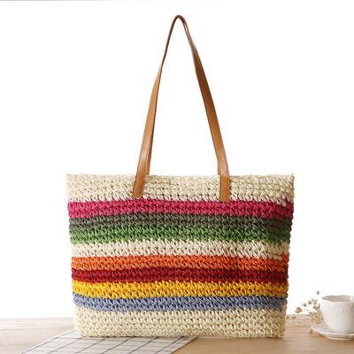 Main Material Straw 2022 Fashion Women's Seaside Beach Tote Bag with Customized Color