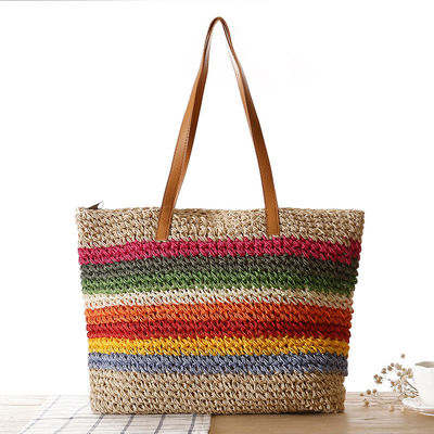 Main Material Straw 2022 Fashion Women's Seaside Beach Tote Bag with Customized Color