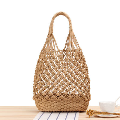 Newest Fashionable Customized Color Knit Hollow Out Woven Beach Bags Straw Tote Bag