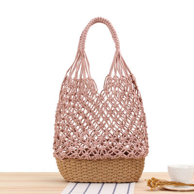 Newest Fashionable Customized Color Knit Hollow Out Woven Beach Bags Straw Tote Bag