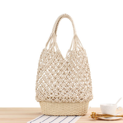 Newest Fashionable Customized Color Knit Hollow Out Woven Beach Bags Straw Tote Bag