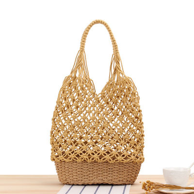 Newest Fashionable Customized Color Knit Hollow Out Woven Beach Bags Straw Tote Bag