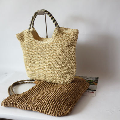 Polyester Lining Material Handmade Women's Straw Shoulder Bag for Summer Beach Large Tote Bag