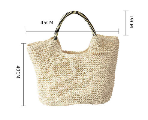 Polyester Lining Material Handmade Women's Straw Shoulder Bag for Summer Beach Large Tote Bag