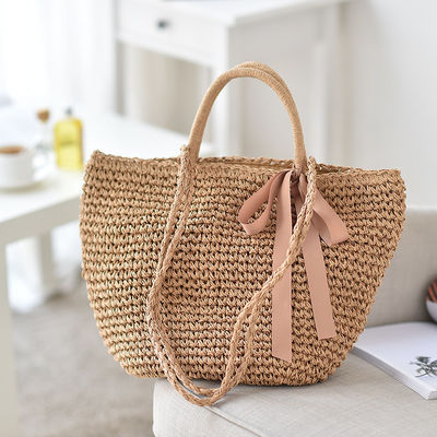 Straw Woven Bag Bucket Pattern for Women Tote Beach Bag 2023 Beach Season Sales