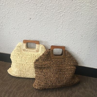 None Decoration Rattan Tote Bag Portable Women's Straw Handbag for Summer Holiday
