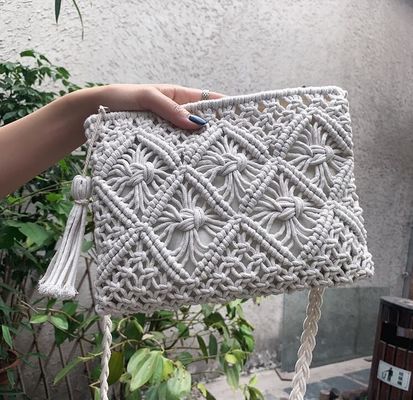 Other Pattern Type Handmade Cotton Rope Straw Women Hand Bags Vintage Tassels Beach Bags