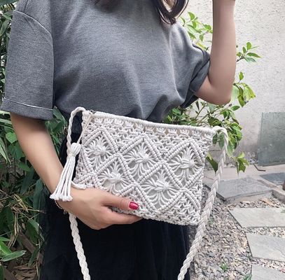 Other Pattern Type Handmade Cotton Rope Straw Women Hand Bags Vintage Tassels Beach Bags
