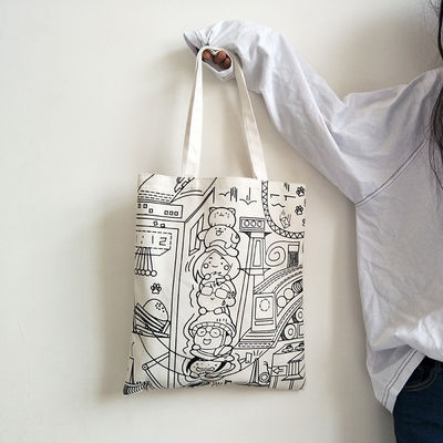 Custom Printed Canvas Tote Bag Letter Print Cotton Eco-Friendly Shopping Bag