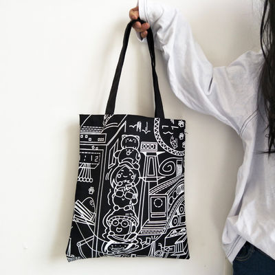 Custom Printed Canvas Tote Bag Letter Print Cotton Eco-Friendly Shopping Bag