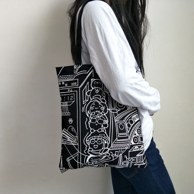 Custom Printed Canvas Tote Bag Letter Print Cotton Eco-Friendly Shopping Bag