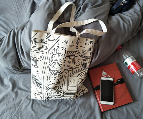 Custom Printed Canvas Tote Bag Letter Print Cotton Eco-Friendly Shopping Bag