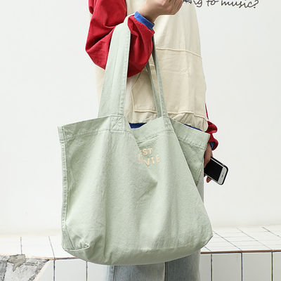 Eco Friendly Canvas Casual Tote Shoulder Shopping Bag with Logo and Pattern Type