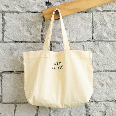 Eco Friendly Canvas Casual Tote Shoulder Shopping Bag with Logo and Pattern Type