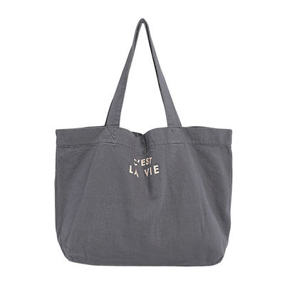 Eco Friendly Canvas Casual Tote Shoulder Shopping Bag with Logo and Pattern Type