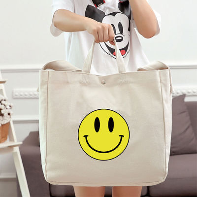 Medium Size Fashionable Reusable Canvas Cotton Tote Bags for Eco Friendly Shopping