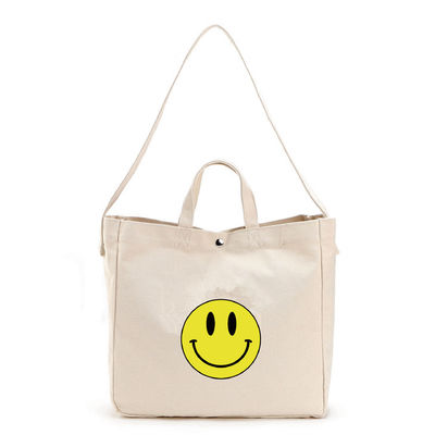 Medium Size Fashionable Reusable Canvas Cotton Tote Bags for Eco Friendly Shopping