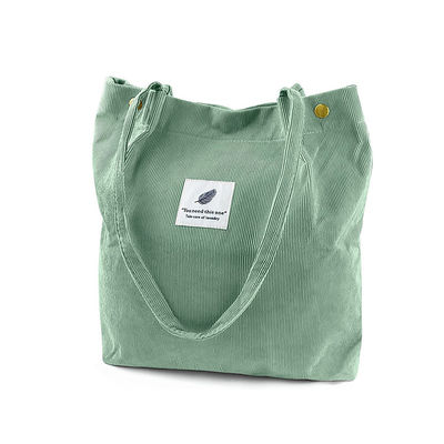 Convenient Canvas Shoulder Corduroy Tote Bag for Work Beach Lunch and Travel