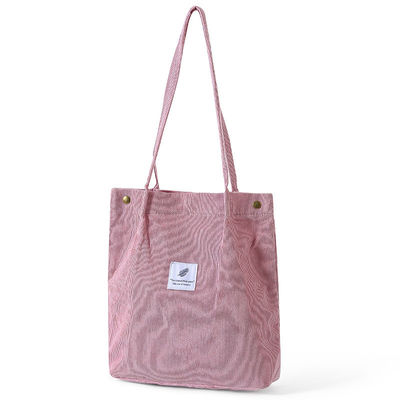 Convenient Canvas Shoulder Corduroy Tote Bag for Work Beach Lunch and Travel