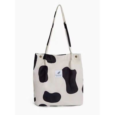 Convenient Canvas Shoulder Corduroy Tote Bag for Work Beach Lunch and Travel