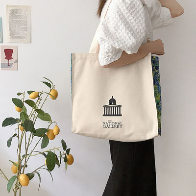 Customized Letter Print Cotton Tote Bag for Medium-Sized Grocery Shopping Necessities