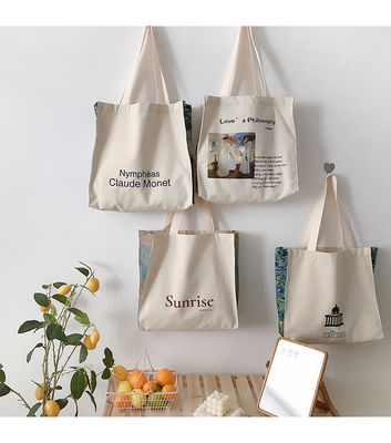 Customized Letter Print Cotton Tote Bag for Medium-Sized Grocery Shopping Necessities