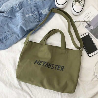 Custom Large Canvas Tote Bag Accepable OEM/ODM for Letter Print Cross Body Messenger Bag