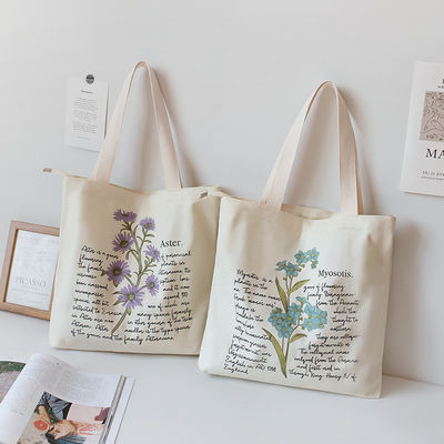 Medium Size Eco Friendly Reusable Cotton Shopping Bag with Letter Pattern
