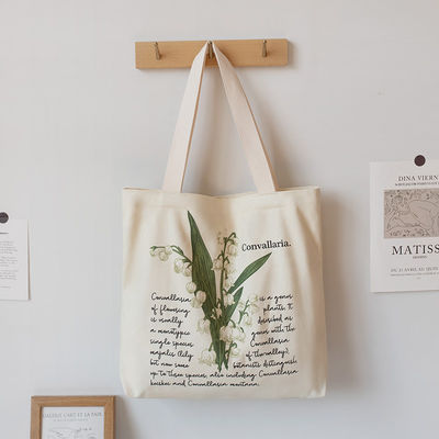 Medium Size Eco Friendly Reusable Cotton Shopping Bag with Letter Pattern