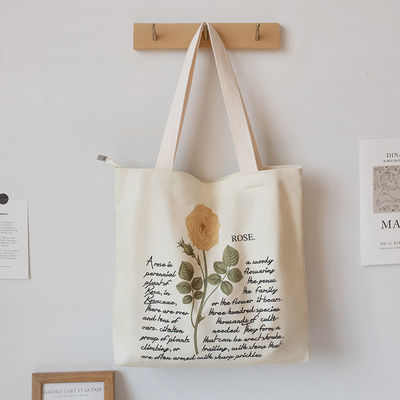 Medium Size Eco Friendly Reusable Cotton Shopping Bag with Letter Pattern