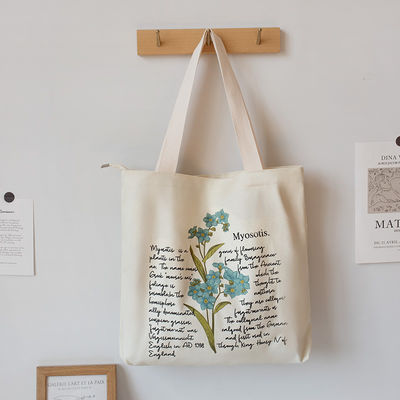 Medium Size Eco Friendly Reusable Cotton Shopping Bag with Letter Pattern