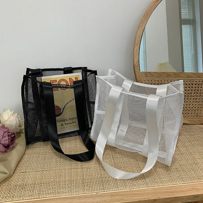 2022 Customized Fashion Print Large Mesh Tote Bag Women's Beach Bag with Hollow Out