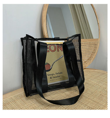 2022 Customized Fashion Print Large Mesh Tote Bag Women's Beach Bag with Hollow Out