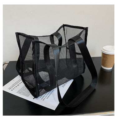 2022 Customized Fashion Print Large Mesh Tote Bag Women's Beach Bag with Hollow Out