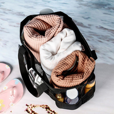 Custom Logo Black Shell Collection Large Nylon Portable Mesh Beach Tote Bag for Women