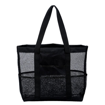 Custom Logo Black Shell Collection Large Nylon Portable Mesh Beach Tote Bag for Women